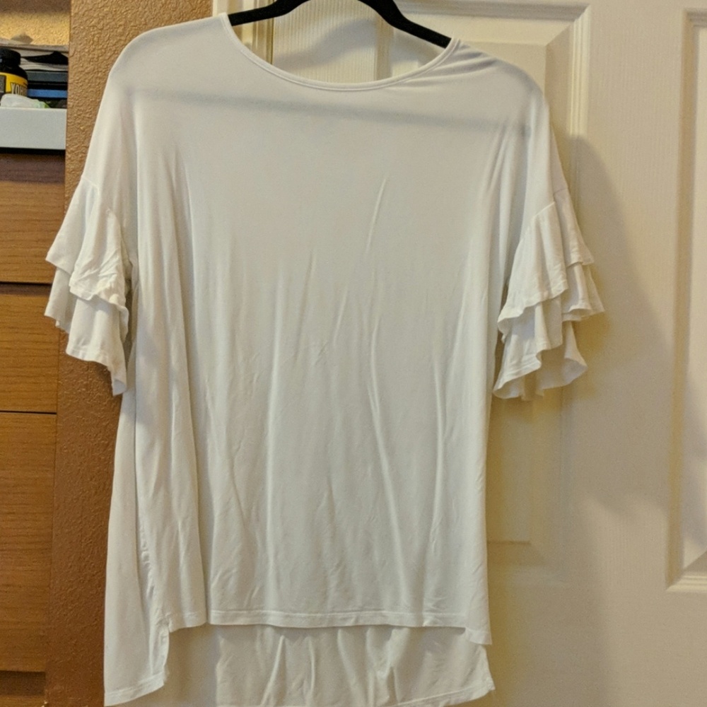 White Ruffle sleeve blouse